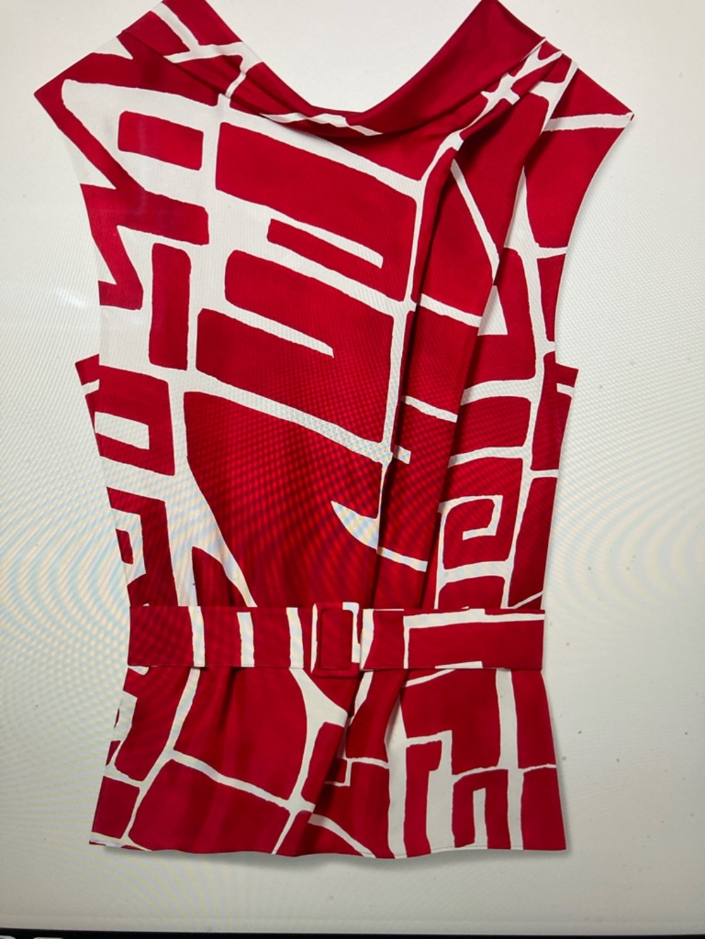 MM Lafleur Red and White Geometric  Marissa  Block Print